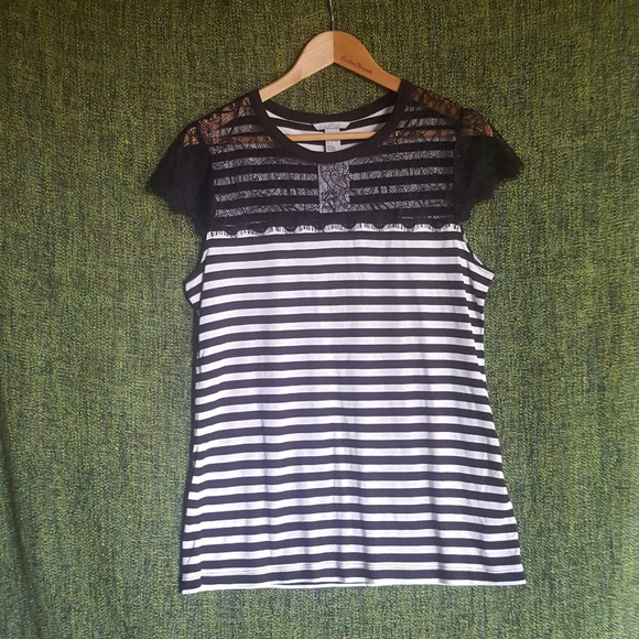H&M Tops - NWT H&M Lace Striped Women's top, sz Lrg